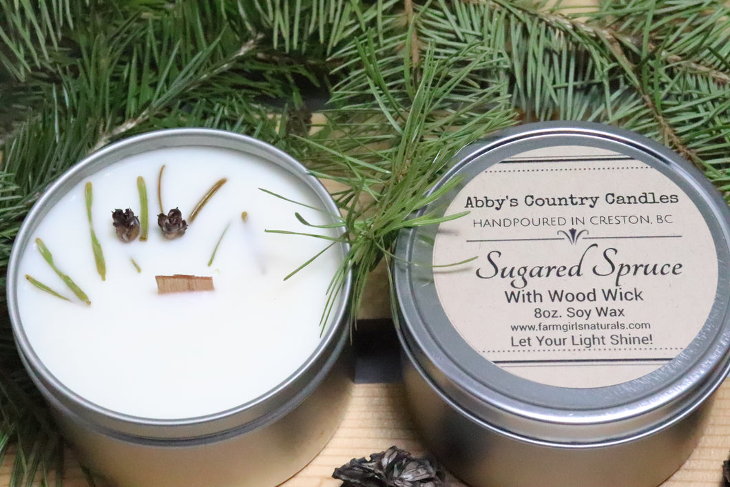 Sugared Spruce Candle - 8oz. With Wood Wick