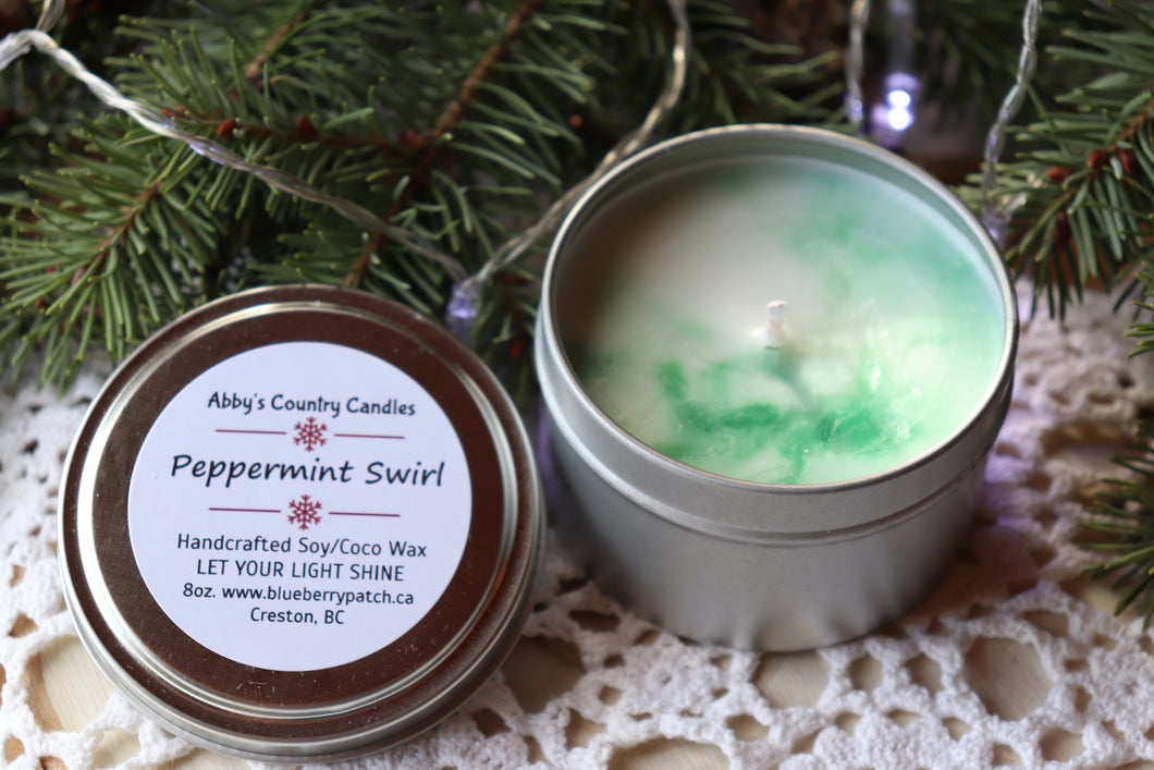 Peppermint Swirl Candle - 4oz Tin